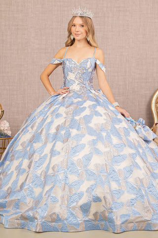 Ballkleid mit Rüschen und Schmetterlingsdruck von Elizabeth K GL3174
