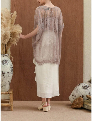 Etuikleid/Säulenkleid für die Brautmutter, elegant, süß, U-Ausschnitt, knöchellang, Satin, halbe Ärmel mit Perlenbesatz und Rüschen
