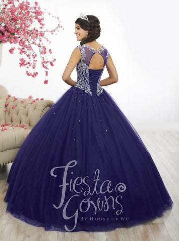 Vestido de quinceanera com manga curta e corte em A da Fiesta Gowns 56338