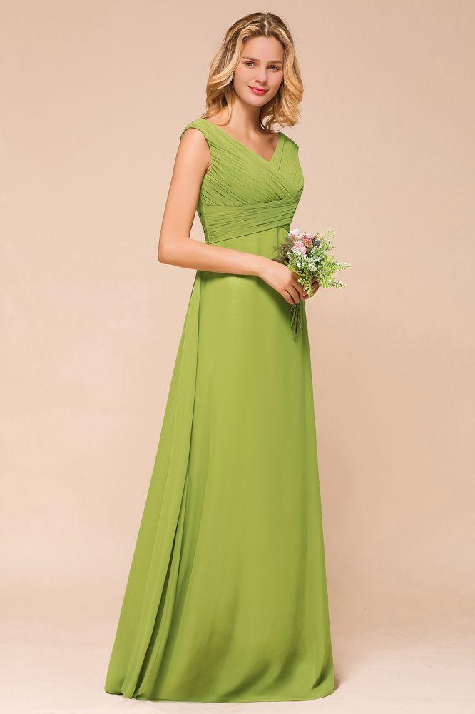 Cap Sleeve Aline Bridesmaid Dress Green Long  Simple Maid of Honor Dress
