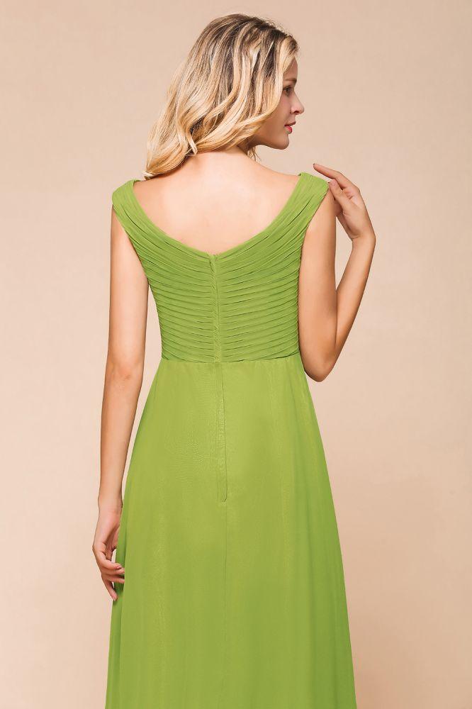 Cap Sleeve Aline Bridesmaid Dress Green Long  Simple Maid of Honor Dress