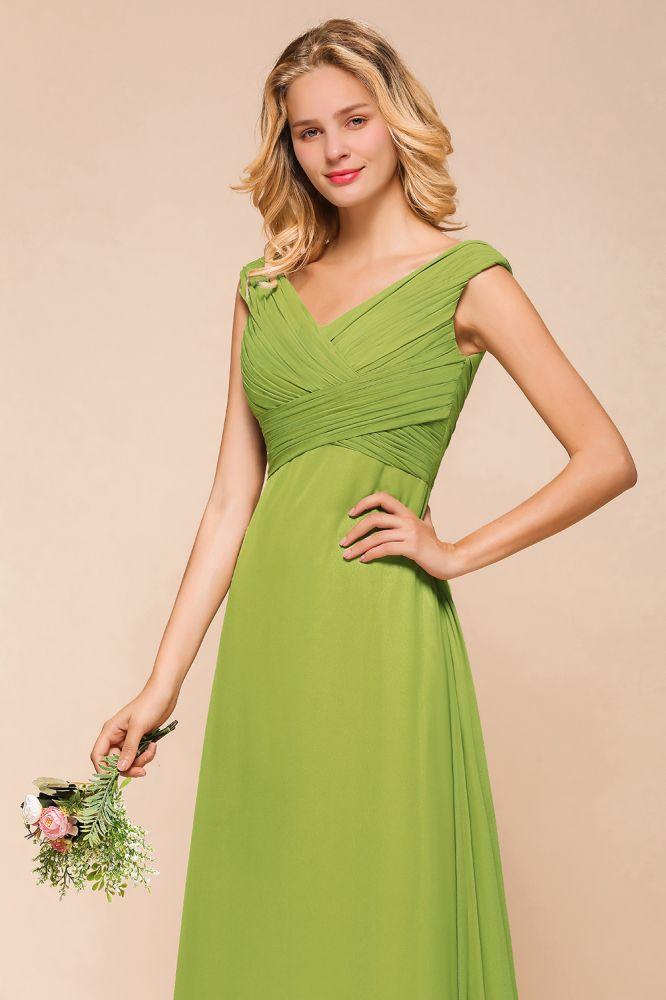Cap Sleeve Aline Bridesmaid Dress Green Long  Simple Maid of Honor Dress