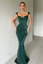 Dark Green Long Mermaid Sweetheart Formal Prom Dresses