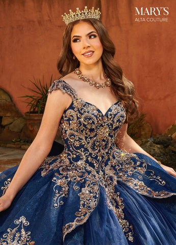Quinceanera-Kleid mit Flügelärmeln von Alta Couture MQ3093