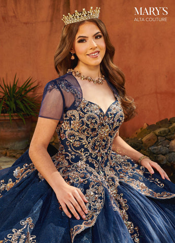 Quinceanera-Kleid mit Flügelärmeln von Alta Couture MQ3093