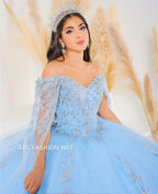 Cape Quinceanera Dress by House of Wu 26040C