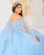 Cape Quinceanera Dress by House of Wu 26040C