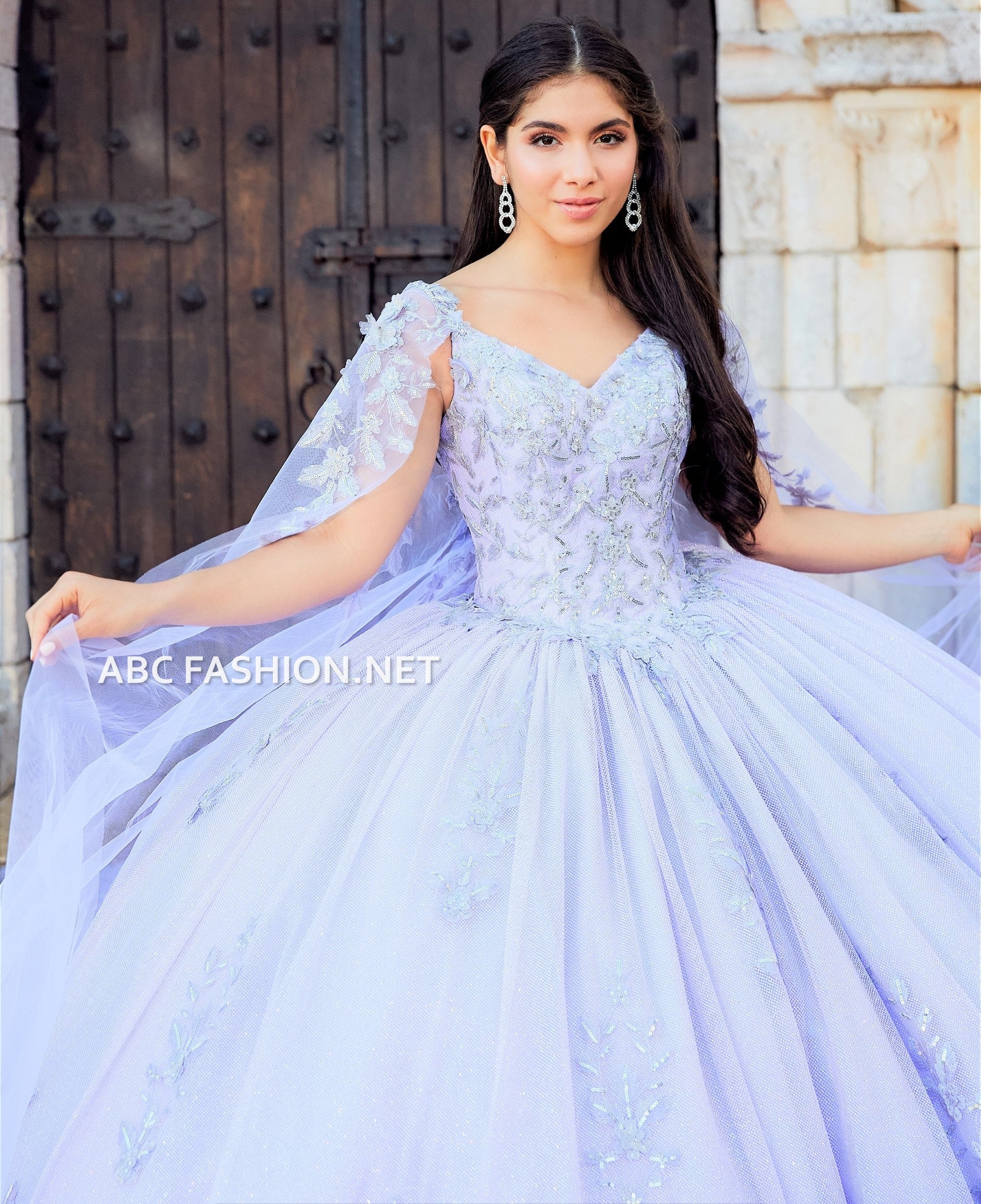 Cape Quinceanera Dress by House of Wu 26040C