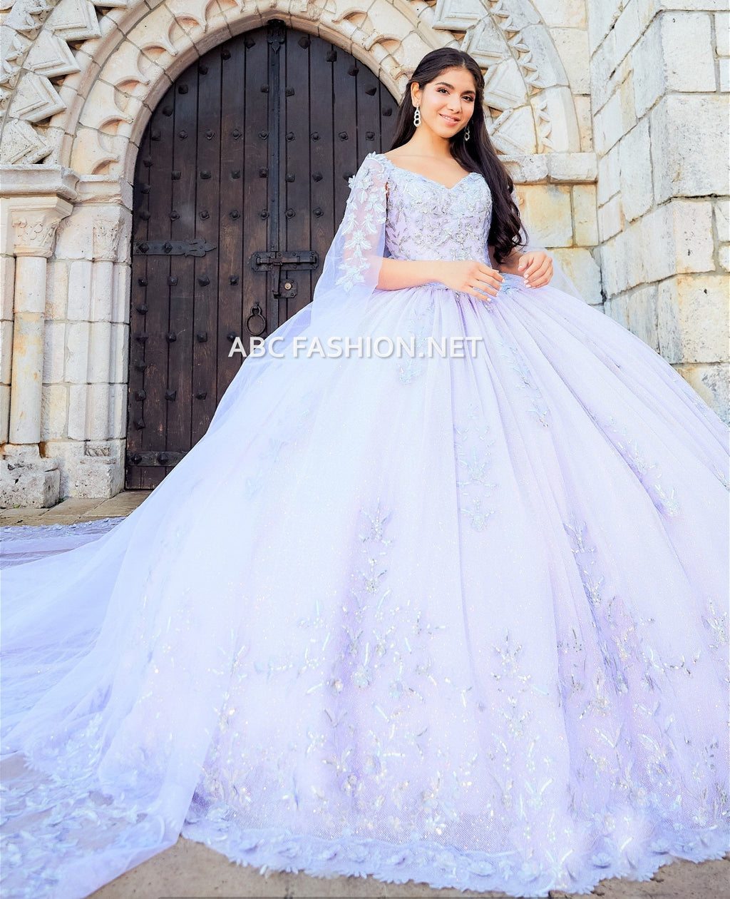 Cape Quinceanera Dress by House of Wu 26040C