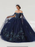 Robe de Quinceañera à Manches Cape par Maison de Wu 26008
