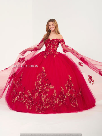 Quinceanera-Kleid mit Cape-Ärmeln von House of Wu 26008