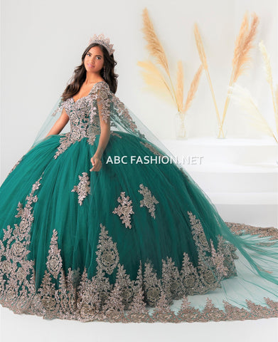 Quinceanera-Kleid mit Cape-Ärmeln von House of Wu 26028C