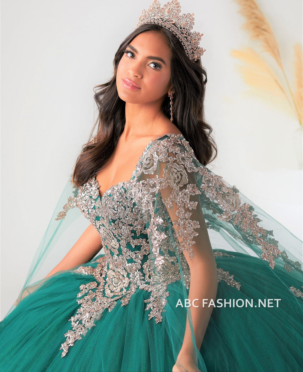 Cape Sleeve Quinceanera Dress by House of Wu 26028C