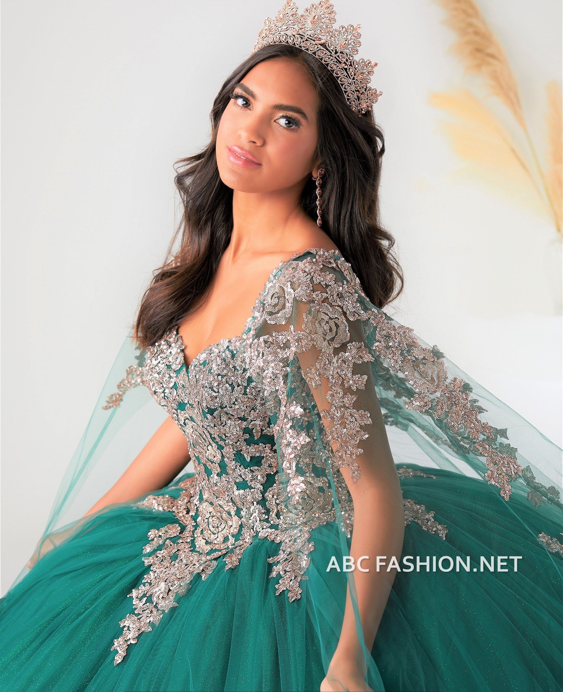 Cape Sleeve Quinceanera Dress by House of Wu 26028C