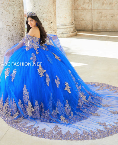 Quinceanera-Kleid mit Cape-Ärmeln von House of Wu 26028C