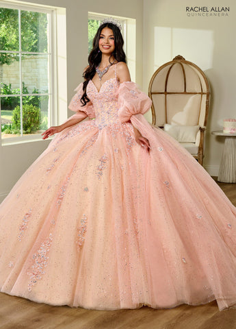 Quinceanera-Kleid mit Cape-Ärmeln von Rachel Allan RQ1133