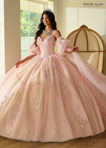 Quinceanera-Kleid mit Cape-Ärmeln von Rachel Allan RQ1133