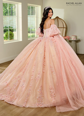 Quinceanera-Kleid mit Cape-Ärmeln von Rachel Allan RQ1133