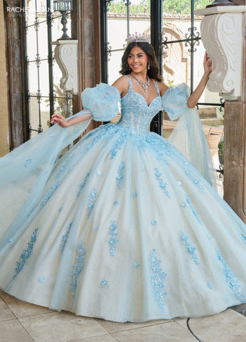 Quinceanera-Kleid mit Cape-Ärmeln von Rachel Allan RQ1133