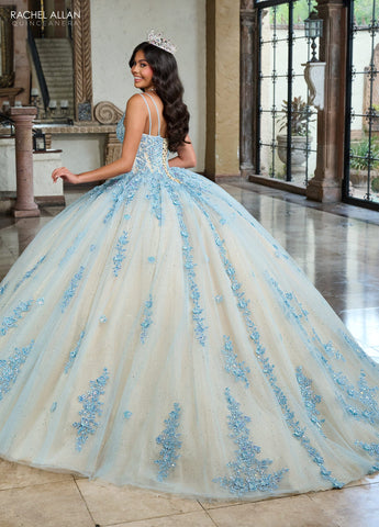 Quinceanera-Kleid mit Cape-Ärmeln von Rachel Allan RQ1133