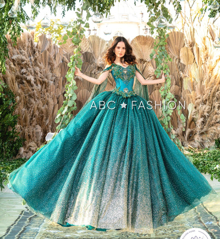 Quinceanera-Kleid mit Cape-Ärmeln von Ragazza D84-584