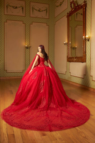 Quinceanera-Kleid mit Cape-Ärmeln von Ragazza D93-593