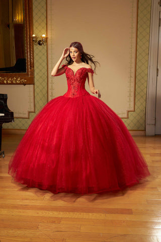 Quinceanera-Kleid mit Cape-Ärmeln von Ragazza D93-593
