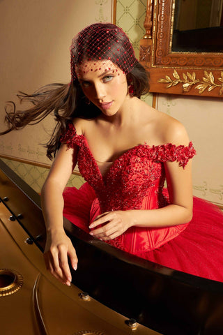 Quinceanera-Kleid mit Cape-Ärmeln von Ragazza D93-593