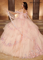 Cape Sleeve Tiered Quinceanera Dress by Rachel Allan RQ3103