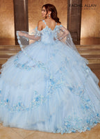 Cape Sleeve Tiered Quinceanera Dress by Rachel Allan RQ3103