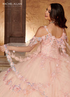 Cape Sleeve Tiered Quinceanera Dress by Rachel Allan RQ3103