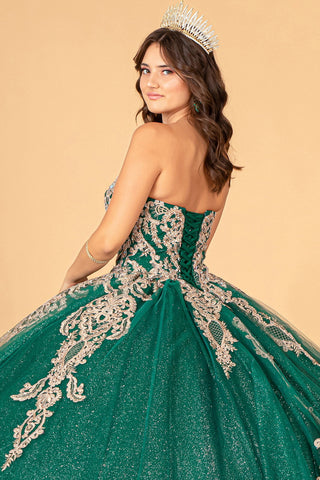 Trägerloses Ballkleid mit Glitzer-Umhang von Elizabeth K GL3078