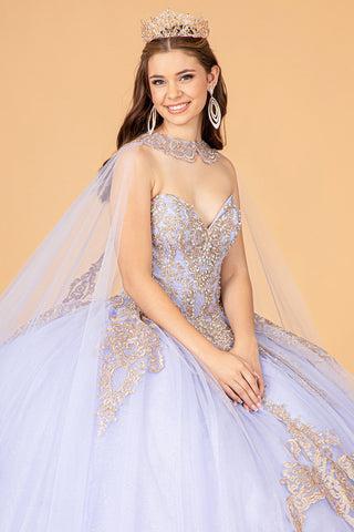 Trägerloses Ballkleid mit Glitzer-Umhang von Elizabeth K GL3078