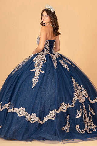 Trägerloses Ballkleid mit Glitzer-Umhang von Elizabeth K GL3078