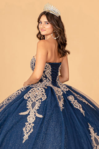 Trägerloses Ballkleid mit Glitzer-Umhang von Elizabeth K GL3078