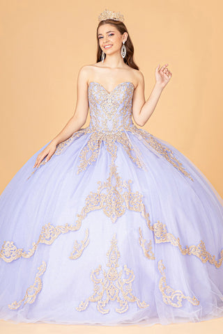 Trägerloses Ballkleid mit Glitzer-Umhang von Elizabeth K GL3078