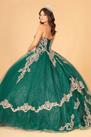 Trägerloses Ballkleid mit Glitzer-Umhang von Elizabeth K GL3078