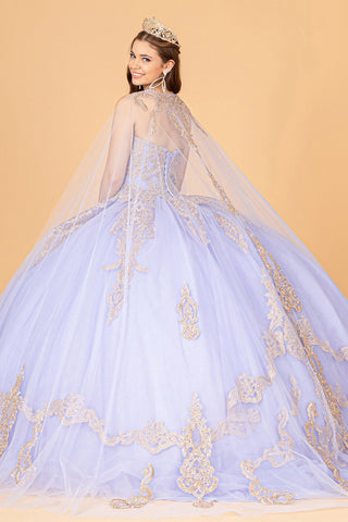 Trägerloses Ballkleid mit Glitzer-Umhang von Elizabeth K GL3078