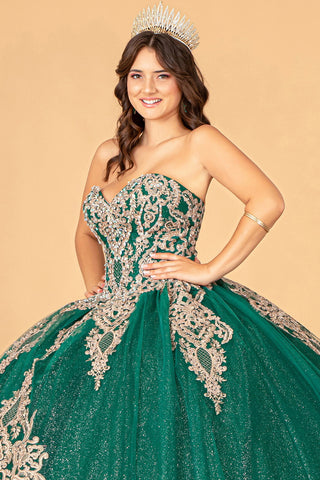 Trägerloses Ballkleid mit Glitzer-Umhang von Elizabeth K GL3078