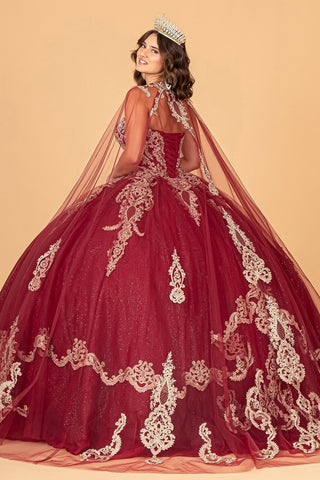 Trägerloses Ballkleid mit Glitzer-Umhang von Elizabeth K GL3078