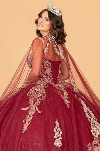 Trägerloses Ballkleid mit Glitzer-Umhang von Elizabeth K GL3078