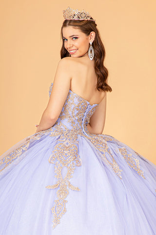 Trägerloses Ballkleid mit Glitzer-Umhang von Elizabeth K GL3078