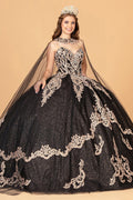 Trägerloses Ballkleid mit Glitzer-Umhang von Elizabeth K GL3078