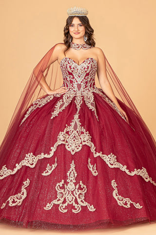 Trägerloses Ballkleid mit Glitzer-Umhang von Elizabeth K GL3078