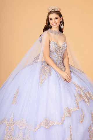 Trägerloses Ballkleid mit Glitzer-Umhang von Elizabeth K GL3078