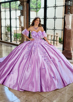 Vestido de quinceanera com estampado floral 3D e coração de Rachel Allan RQ1157