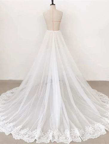 Lässige Brautkleider A-Linie Separates Separates Hofschleppe Spitzenüberrock Brautkleider mit Applikationen Volltonfarbe