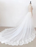 Casual Wedding Dresses A-Line Separates Separates Court Train Lace OverSkirts Bridal Gowns With Appliques Solid Color