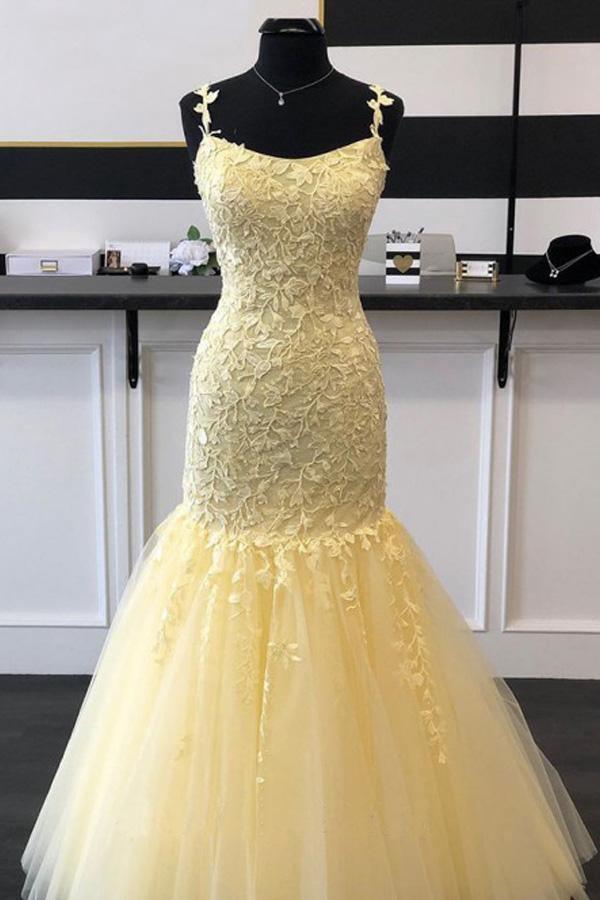 Vestidos de baile/noite compridos com renda em tule champanhe e sereia PSK169