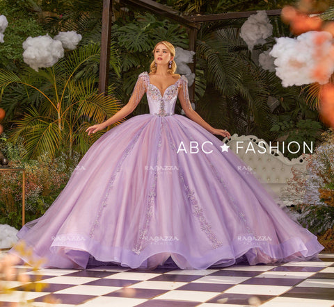 Quinceanera-Kleid mit Kronleuchterärmeln von Ragazza EV54-654